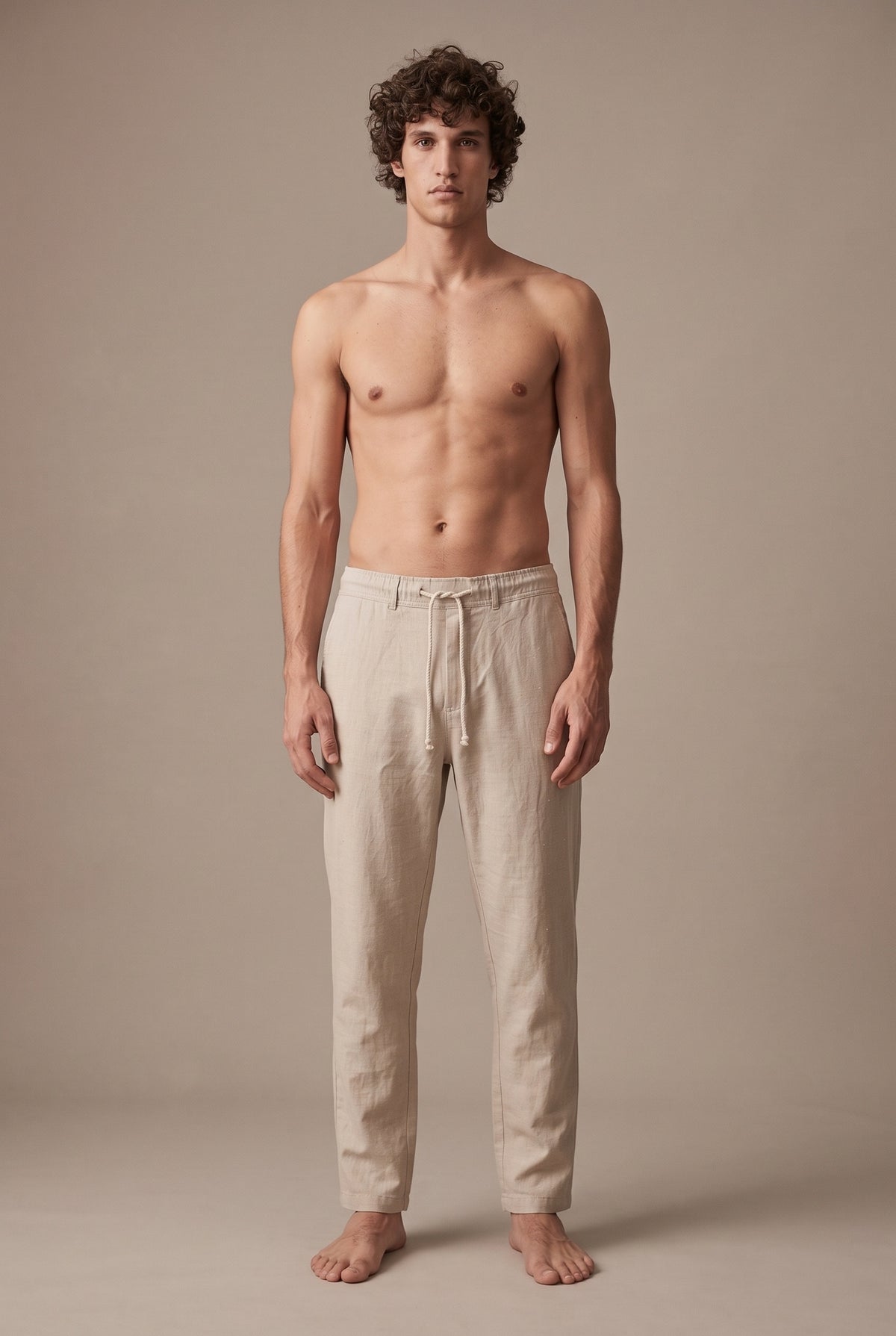 Linen-cotton Drawstring Pants