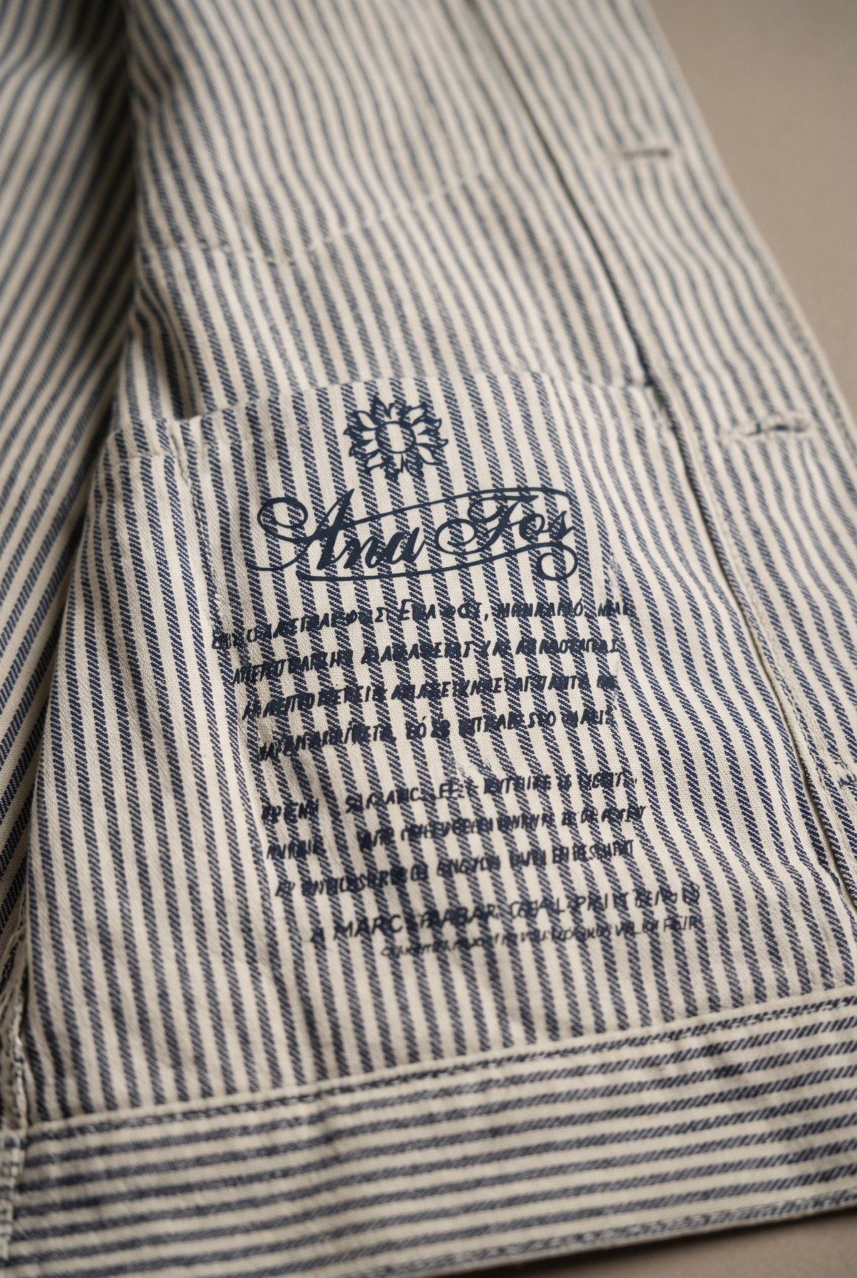 AF-JAC-PORTO — Ticking Stripe Shirt-Jacket — interior print — Greek/English