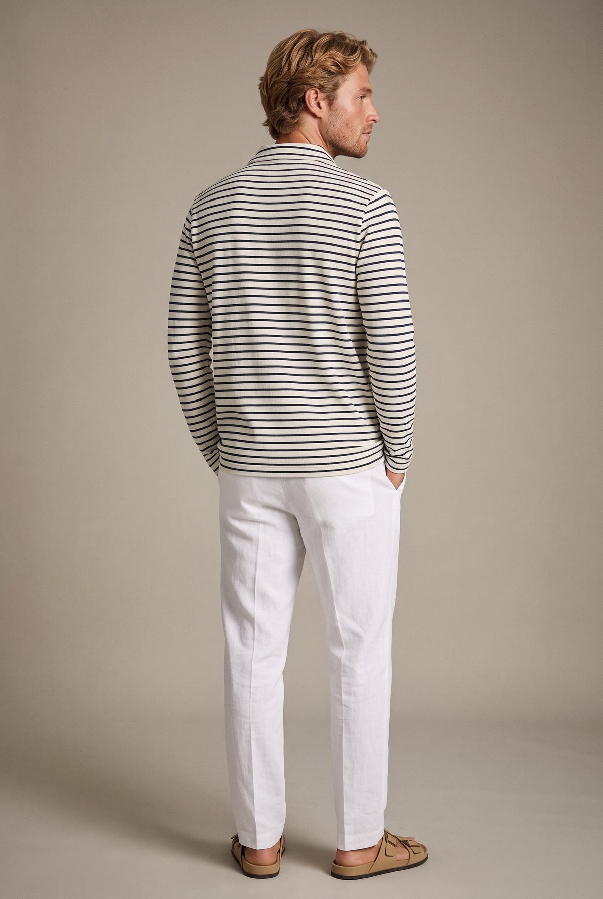 Striped Linen Jersey Polo